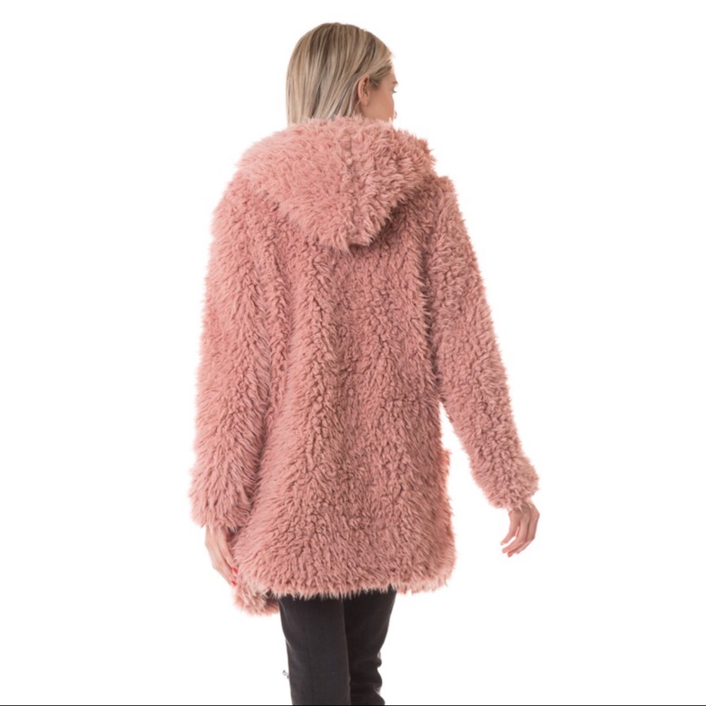 🎉HP🎉5⭐️Lovely Textured Faux Hooded Coat - Picture 4 of 6